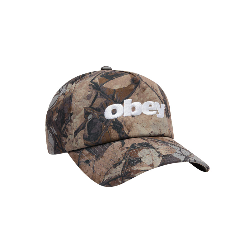 OBEY DELTA 5 PANEL FENCE CAMO STRAPBACK HAT