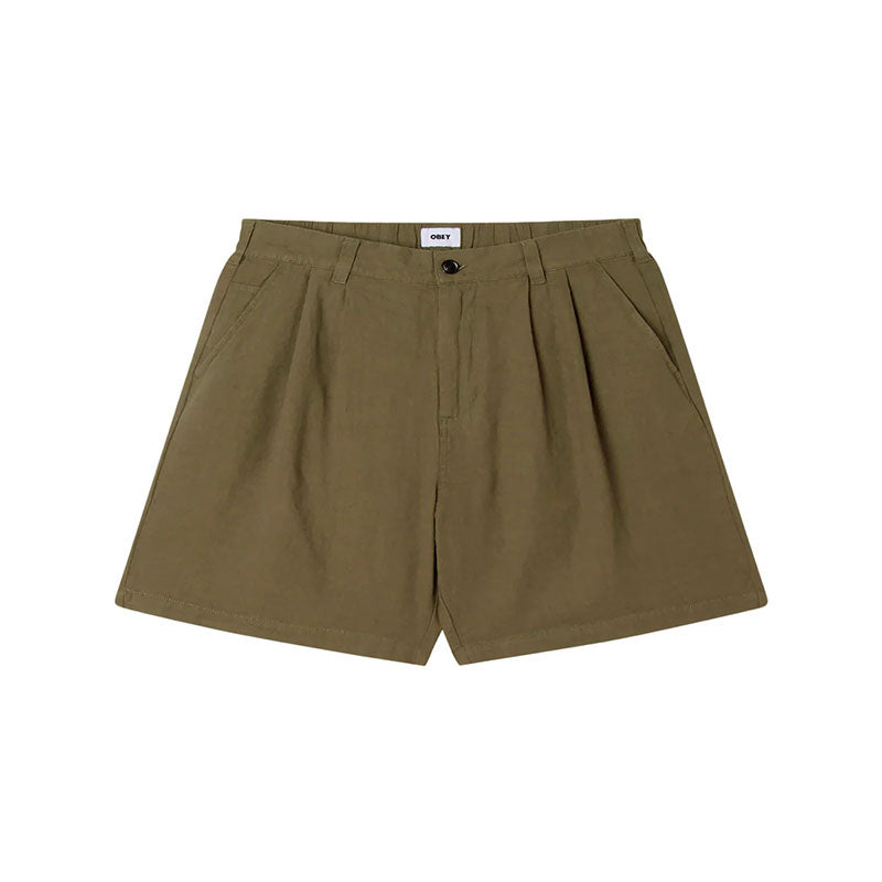 OBEY FOSTER PLEATED LINEN SHORT