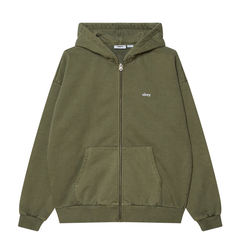OBEY LOWERCASE PIGMENT ZIP HOOD FLEECE