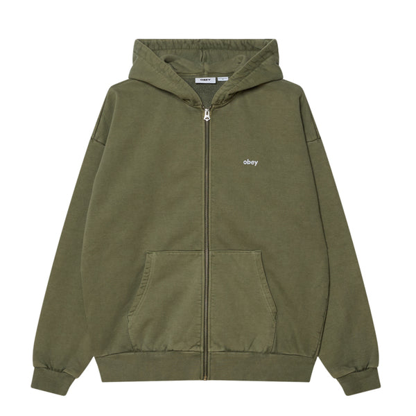 OBEY LOWERCASE PIGMENT ZIP HOOD FLEECE