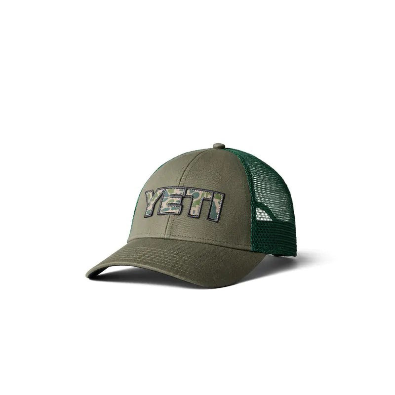 YETI CAMO LOGO BADGE LOW PRO TRUCKER HAT