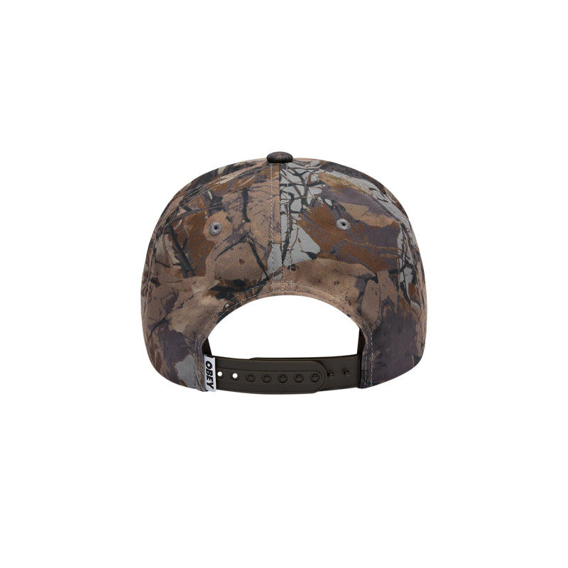 OBEY DELTA 5 PANEL FENCE CAMO STRAPBACK HAT