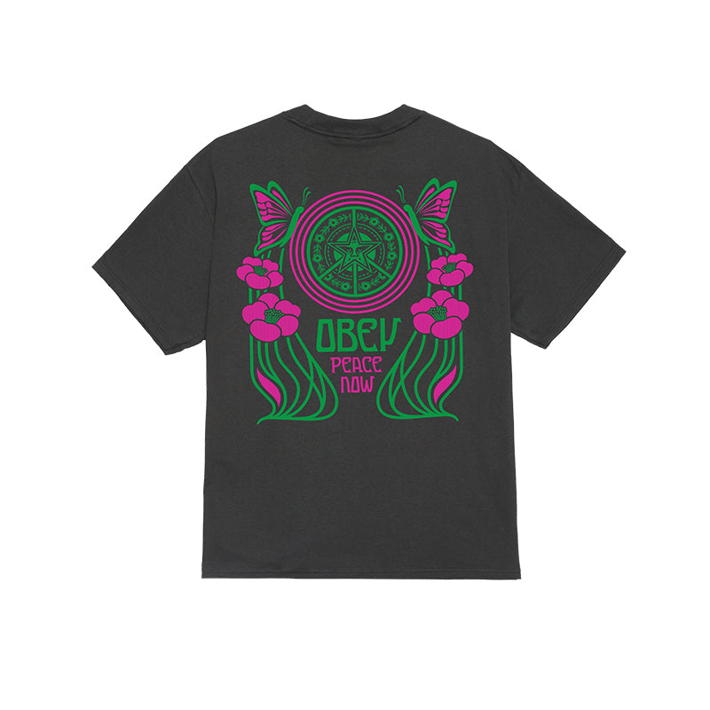 OBEY PEACE NOW BUTTERFLIES TEE