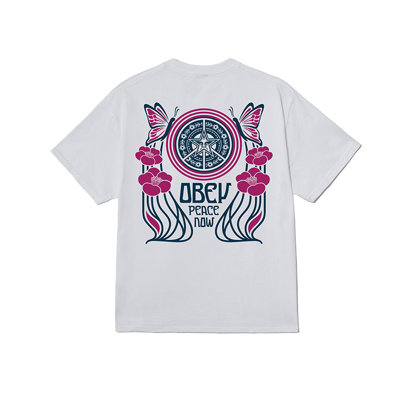OBEY PEACE NOW BUTTERFLIES TEE
