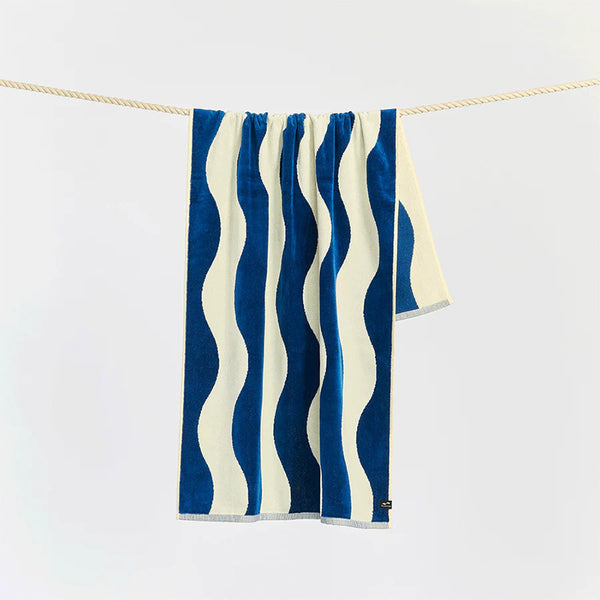 SLOWTIDE STRIPE BEACH TOWEL - DEEP POOL