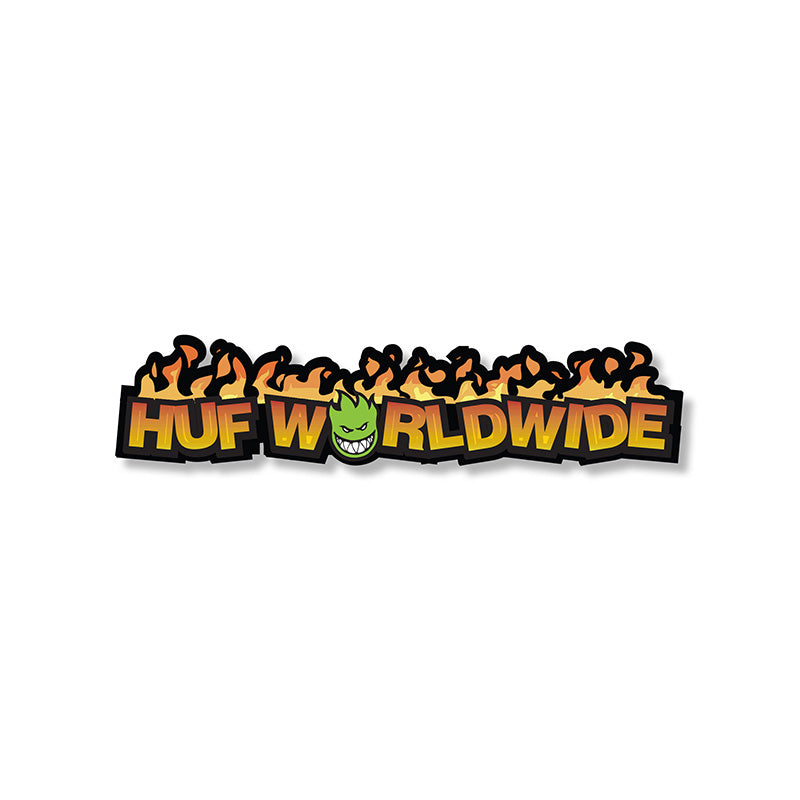 HUF X SPITFIRE IN FLAMES STICKER