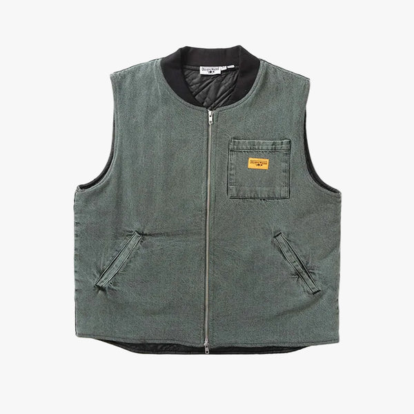 SERVICE WORKS OVER-DYED DENIM WORK VEST