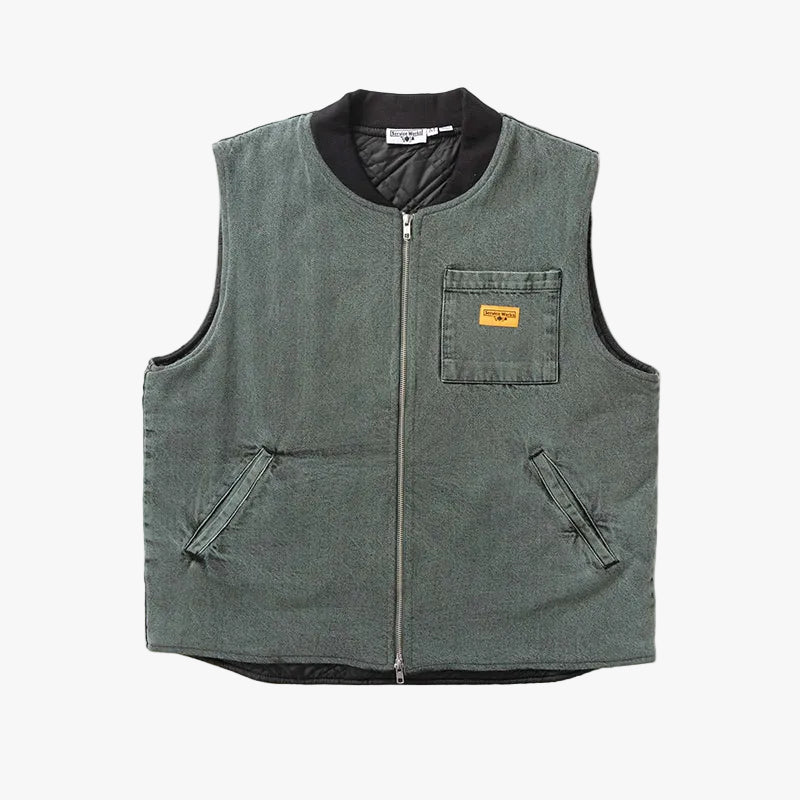 SERVICE WORKS OVER-DYED DENIM WORK VEST