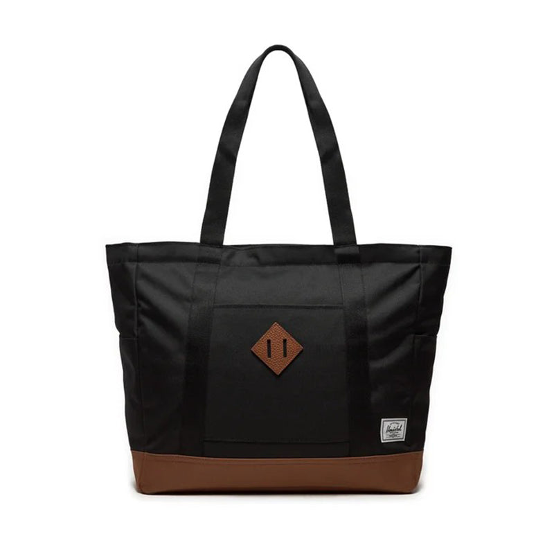 HERSCHEL -T HERITAGE TOTE BLACK/SADDLE BROWN